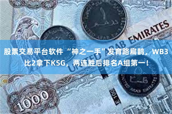 股票交易平台软件 “神之一手”发育路扁鹊，WB3比2拿下KSG，两连胜后排名A组第一！