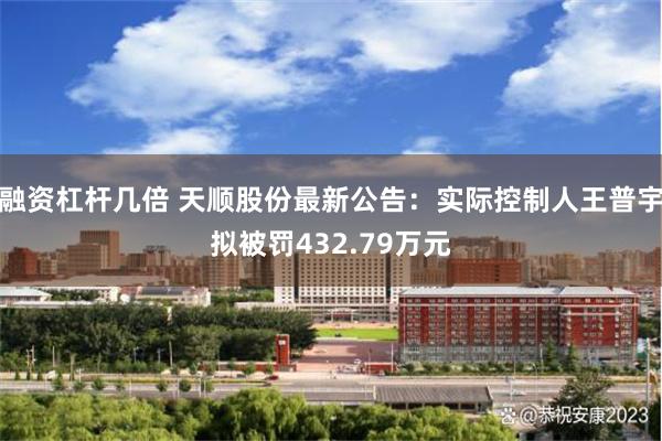 融资杠杆几倍 天顺股份最新公告：实际控制人王普宇拟被罚432.79万元