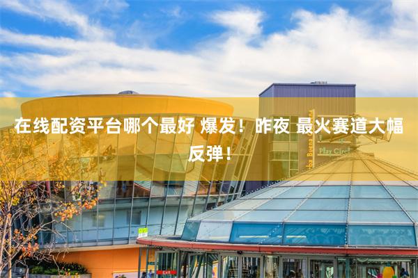 在线配资平台哪个最好 爆发！昨夜 最火赛道大幅反弹！