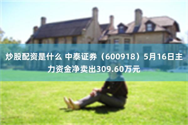 炒股配资是什么 中泰证券（600918）5月16日主力资金净卖出309.60万元