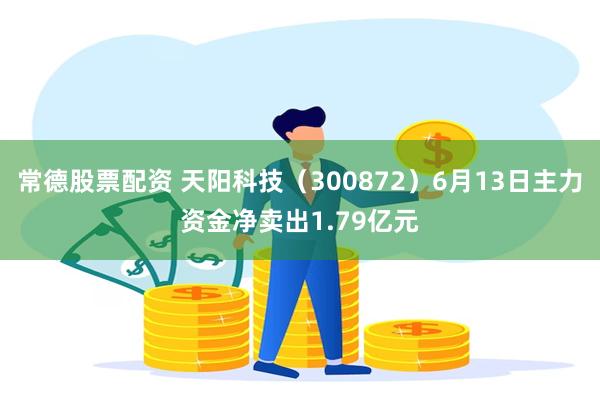 常德股票配资 天阳科技（300872）6月13日主力资金净卖出1.79亿元