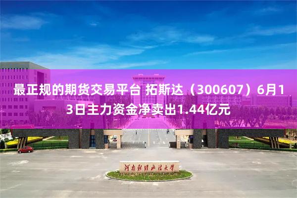 最正规的期货交易平台 拓斯达（300607）6月13日主力资金净卖出1.44亿元